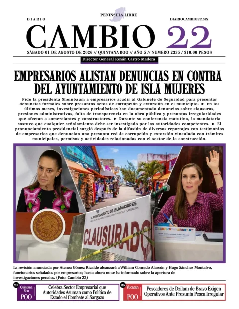 Portada de Diario Cambio 22 (portada) del 2026-08-01