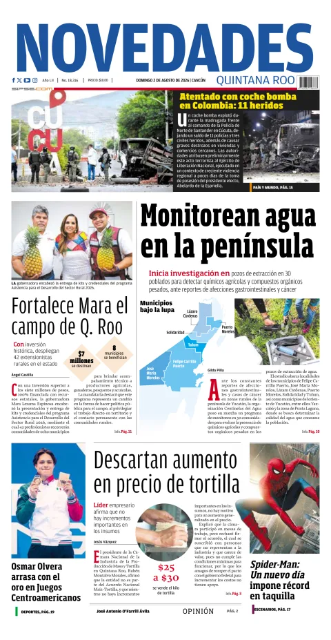Portada de Novedades Quintana Roo del 2026-08-02