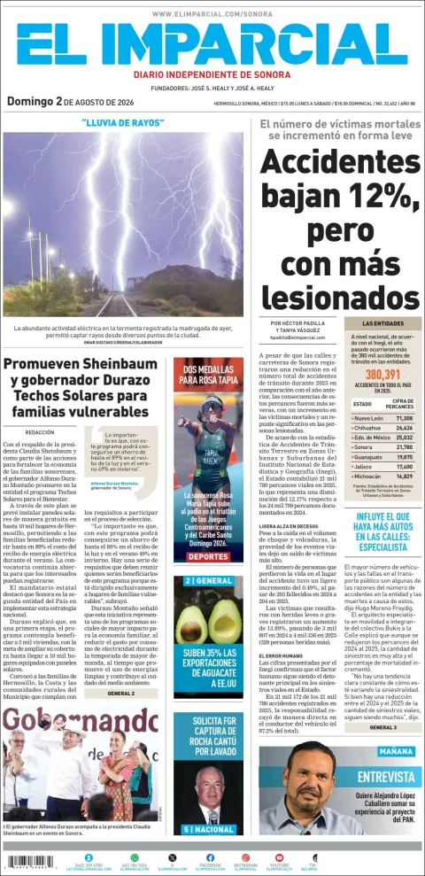 Portada de El Imparcial del 2026-08-02