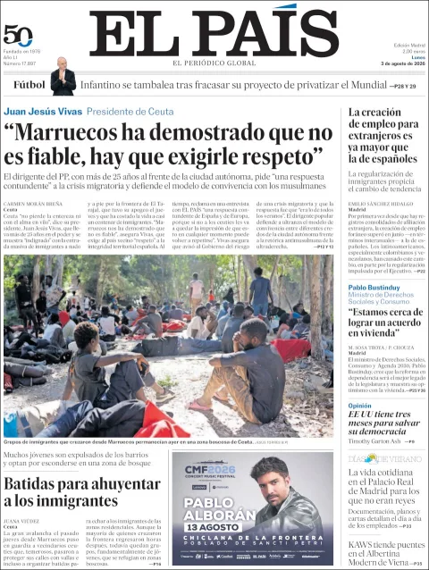 Portada de El Pais del 2026-08-03