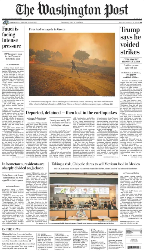 Portada de The Washington Post del 2026-08-03