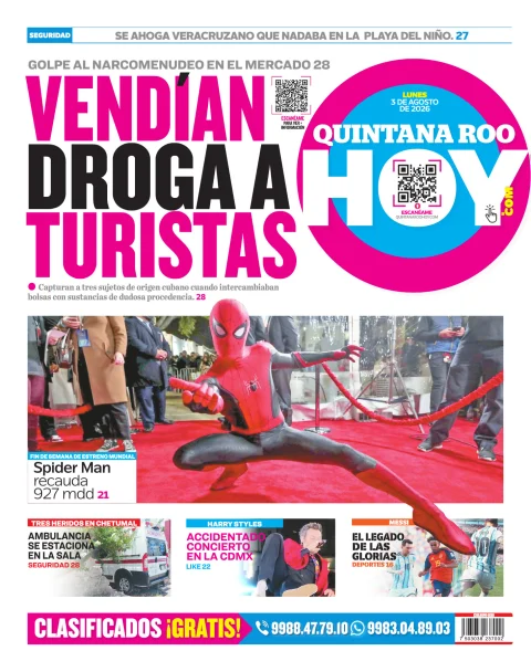 Portada de Quintana Roo Hoy (contraportada) del 2026-08-03