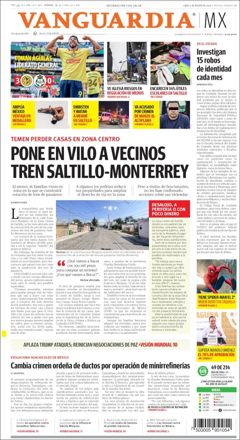 Portada de Vanguardia del 2026-08-03