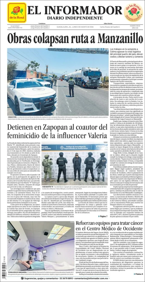 Portada de El Informador del 2026-08-03