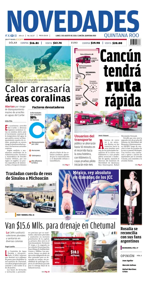 Portada de Novedades Quintana Roo del 2026-08-03