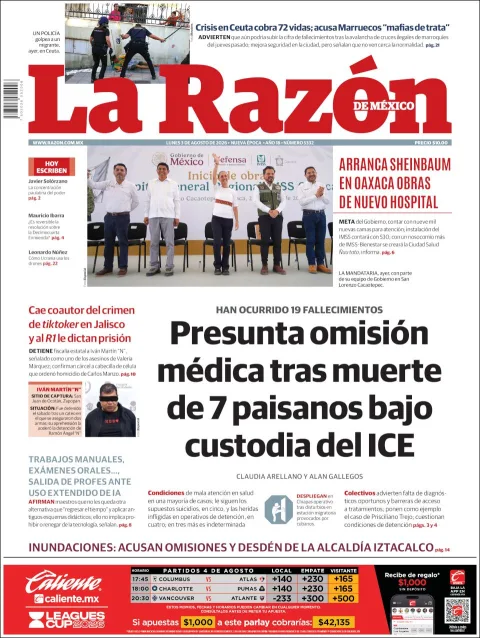 Portada de La Razon del 2026-08-03