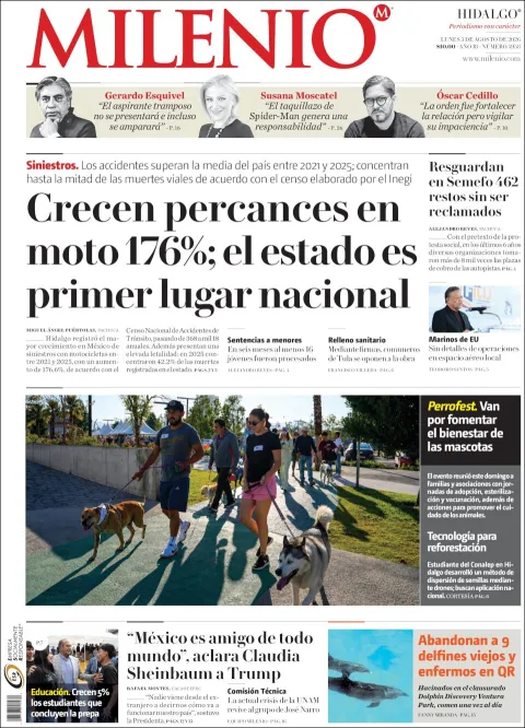 Portada de Milenio Hidalgo del 2026-08-03
