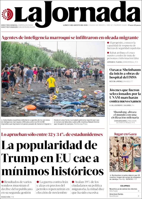 Portada de La Jornada del 2026-08-03