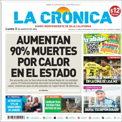 Portada de La Cronica del 2026-08-03