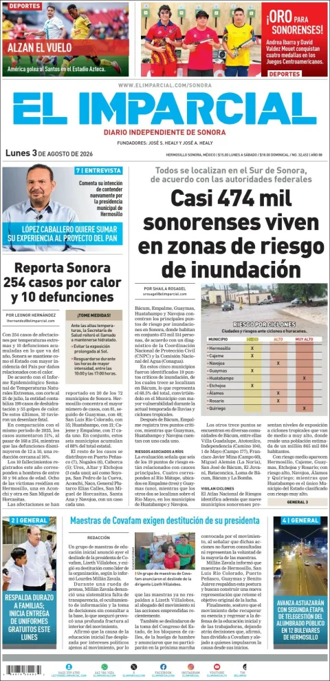Portada de El Imparcial del 2026-08-03