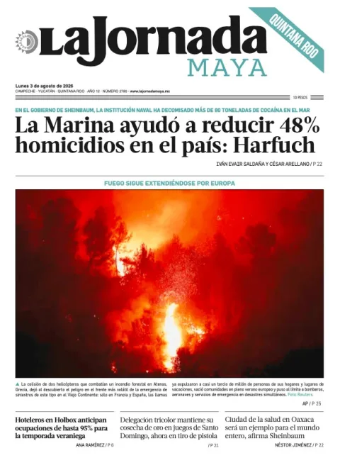 Portada de La Jornada Maya Quintana Roo del 2026-08-03