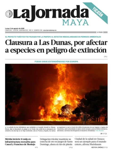 Portada de La Jornada Maya Yucatán del 2026-08-03