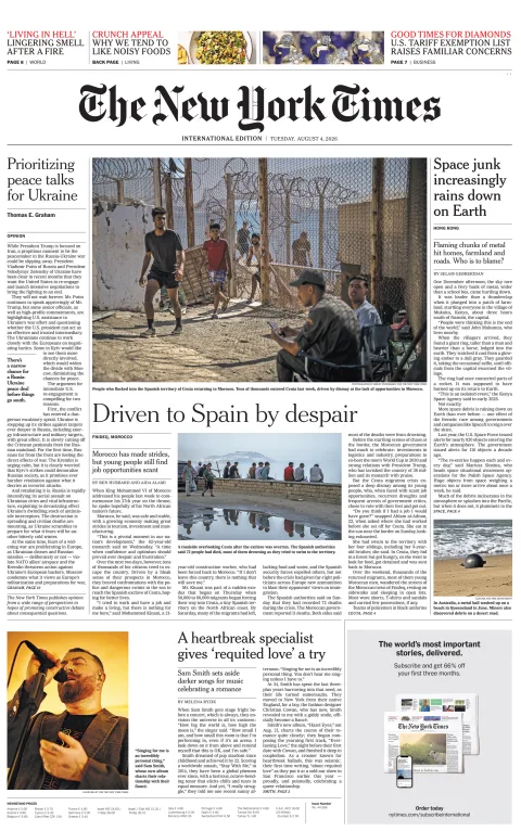 Portada de The New York Times (international) del 2026-08-04