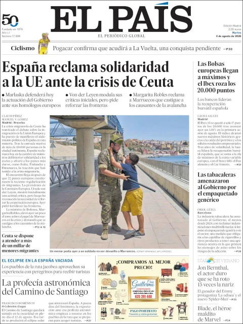 Portada de El Pais del 2026-08-04