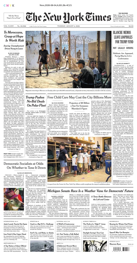 Portada de The New York Times (new York) del 2026-08-04