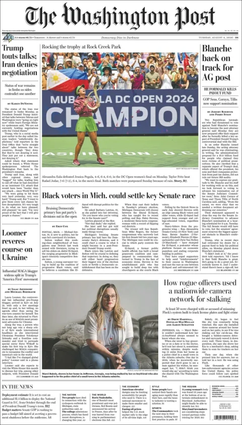 Portada de The Washington Post del 2026-08-04
