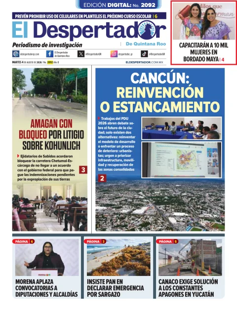 Portada de El Despertador de Quintana Roo del 2026-08-04