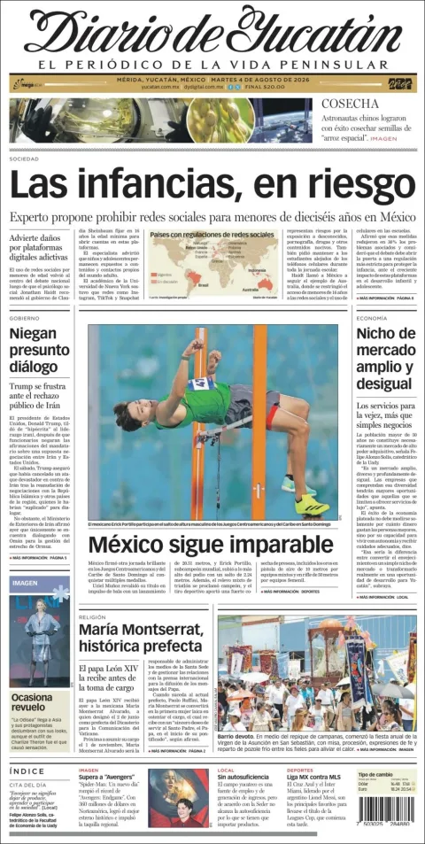 Portada de Diario de Yucatán del 2026-08-04