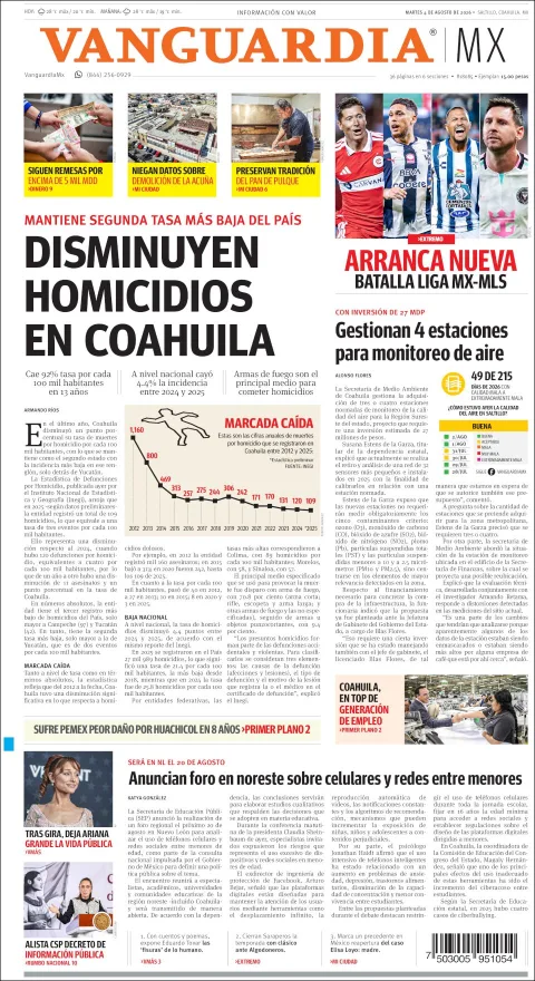 Portada de Vanguardia del 2026-08-04
