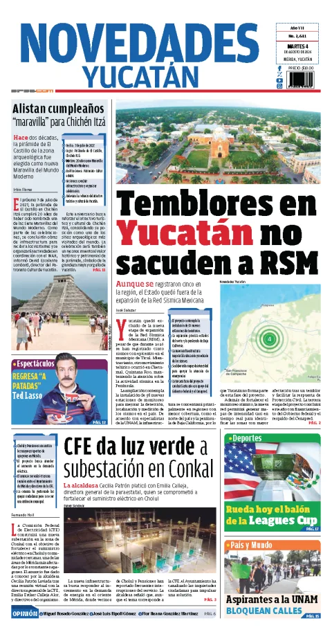Portada de Novedades Yucatan del 2026-08-04
