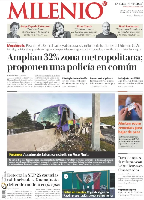 Portada de Milenio Edo de Mexico del 2026-08-04