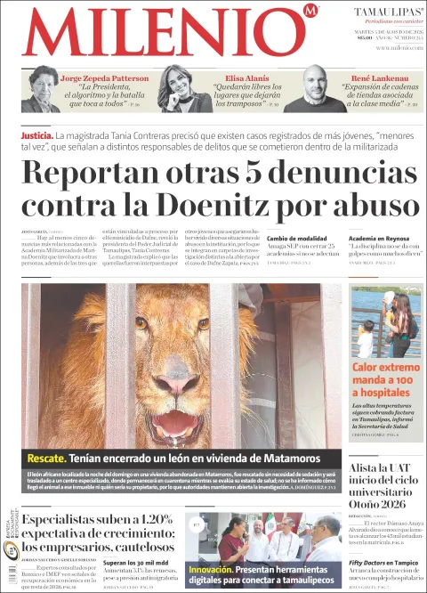 Portada de Milenio Tamaulipas del 2026-08-04