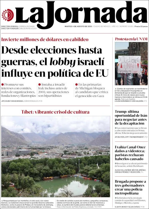 Portada de La Jornada del 2026-08-04