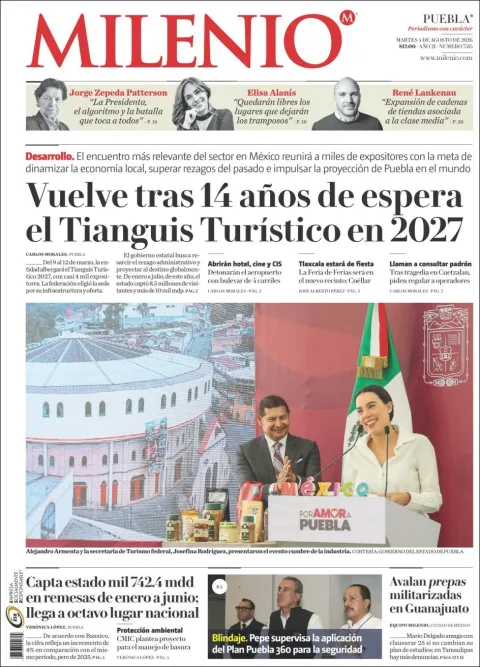 Portada de Milenio Puebla del 2026-08-04