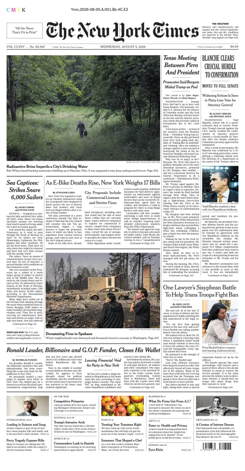 Portada de The New York Times (national) del 2026-08-05