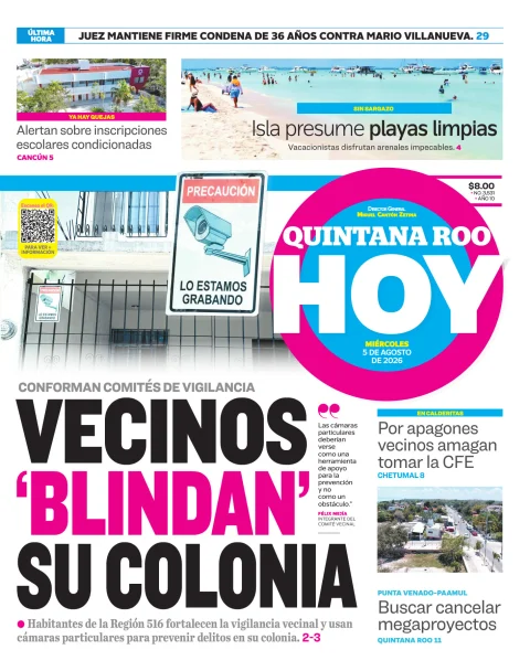 Portada de Quintana Roo Hoy (portada) del 2026-08-05