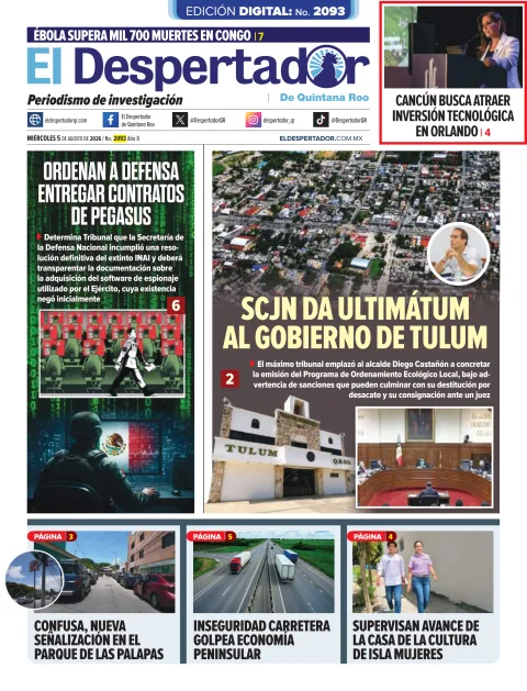 Portada de El Despertador de Quintana Roo del 2026-08-05