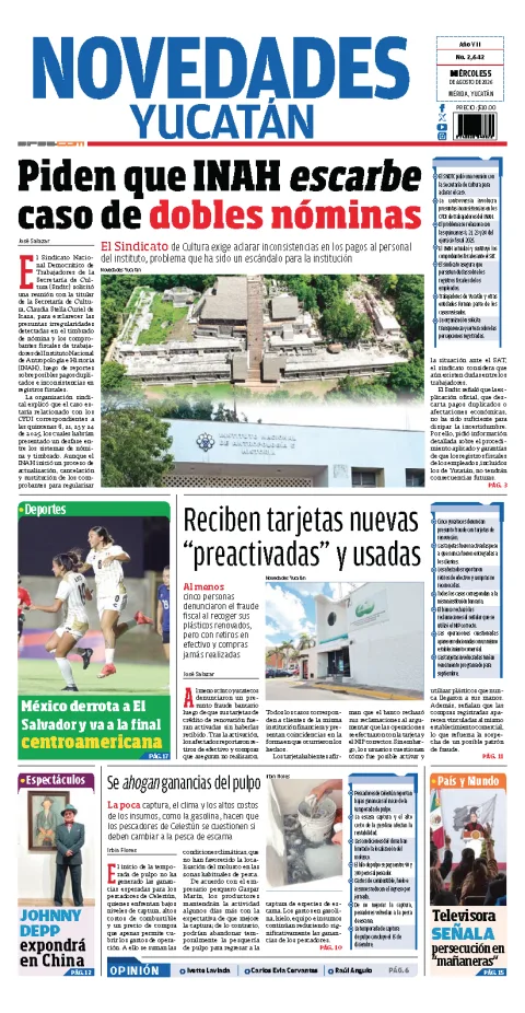 Portada de Novedades Yucatan del 2026-08-05