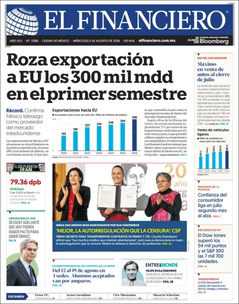Portada de El Financiero del 2026-08-05