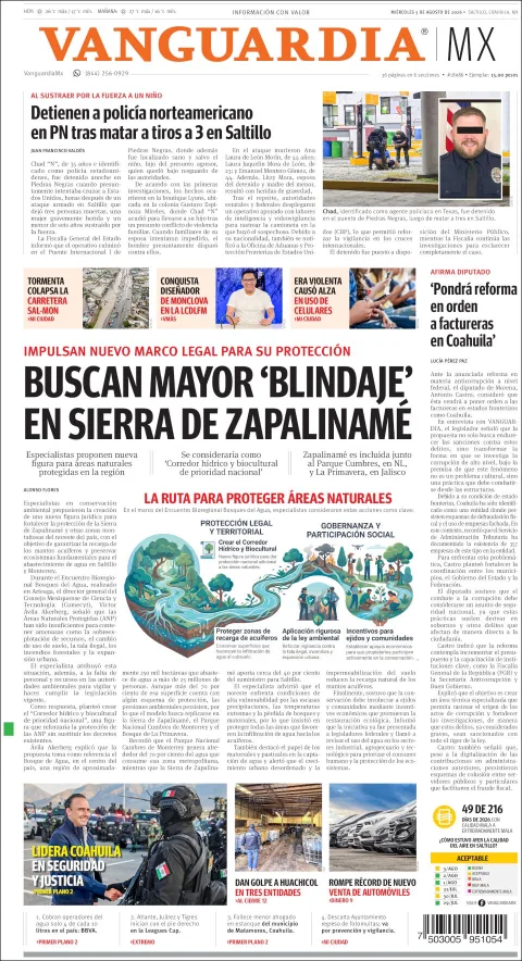 Portada de Vanguardia del 2026-08-05