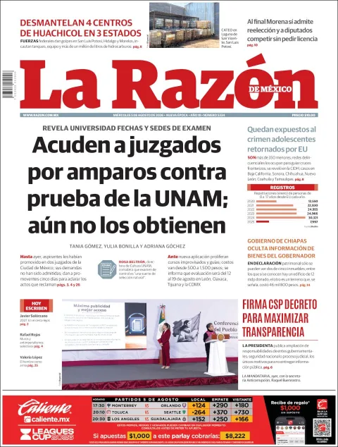Portada de La Razon del 2026-08-05