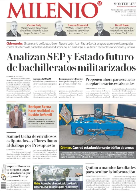 Portada de Milenio del 2026-08-05