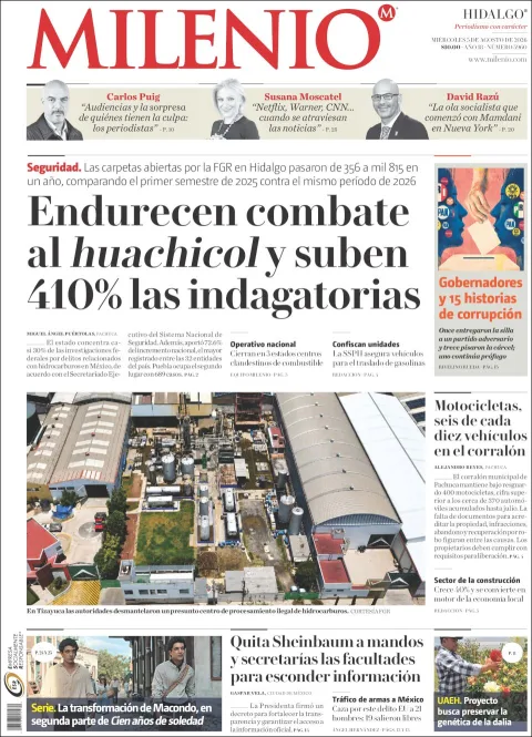Portada de Milenio Hidalgo del 2026-08-05