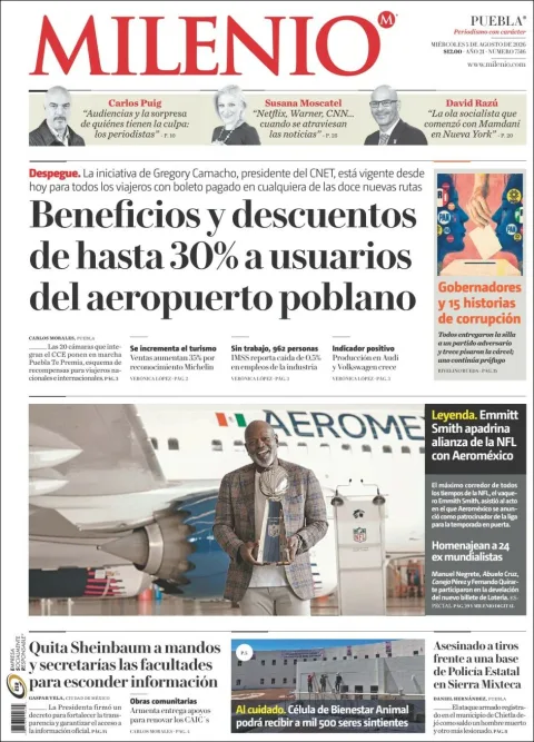 Portada de Milenio Puebla del 2026-08-05