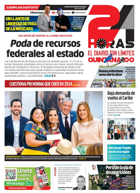 Portada de 24 Horas Quintana Roo del 2026-08-06