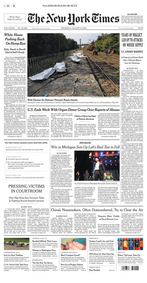Portada de The New York Times (national) del 2026-08-06
