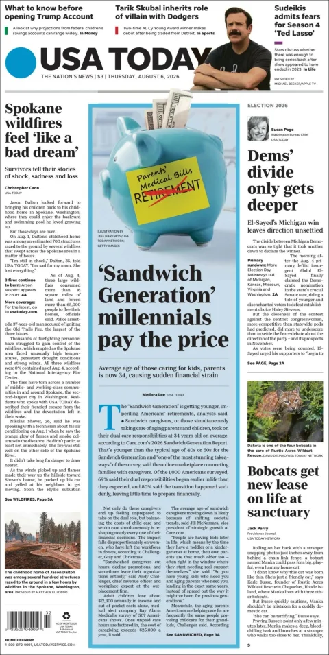 Portada de Usa Today del 2026-08-06