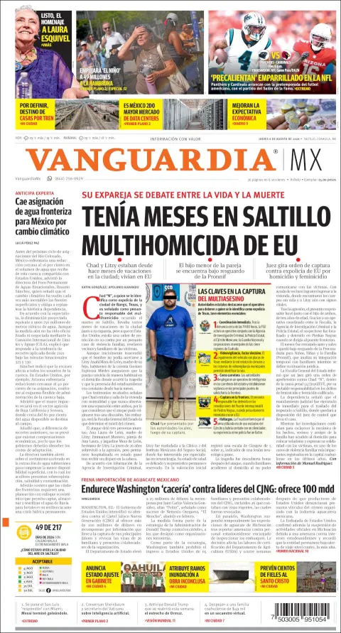 Portada de Vanguardia del 2026-08-06