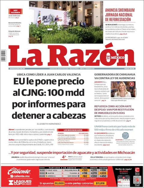 Portada de La Razon del 2026-08-06