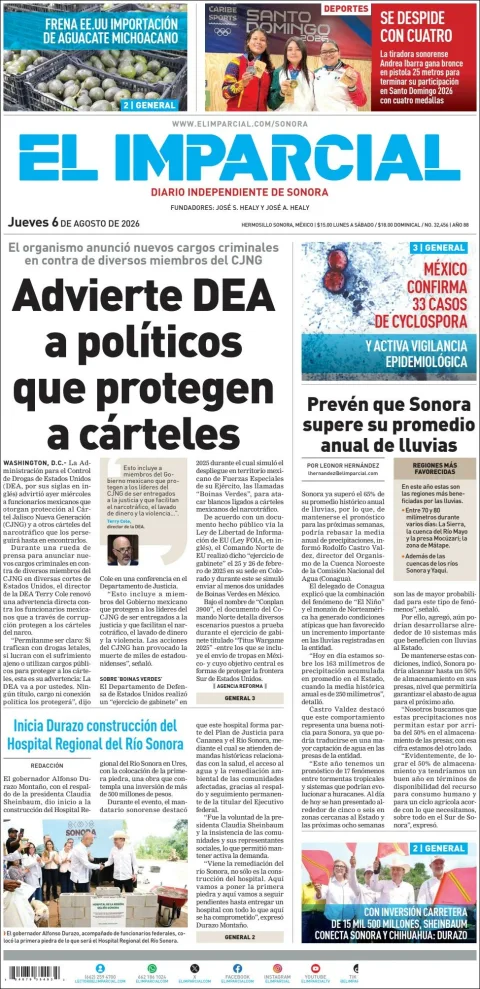 Portada de El Imparcial del 2026-08-06