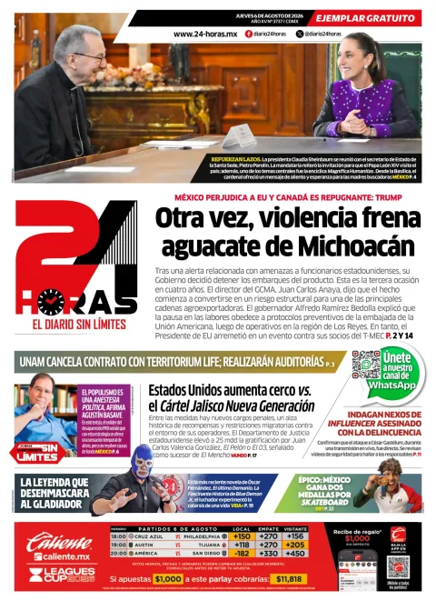 Portada de 24 Horas del 2026-08-06