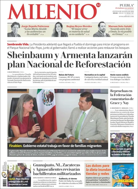 Portada de Milenio Puebla del 2026-08-06