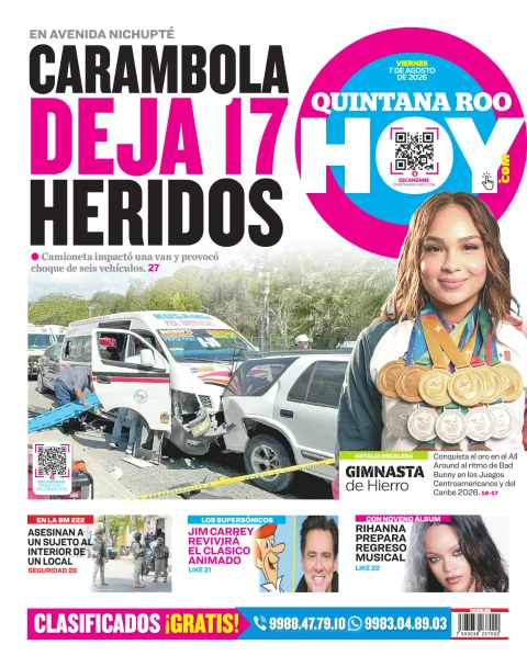 Portada de Quintana Roo Hoy (contraportada) del 2026-08-07