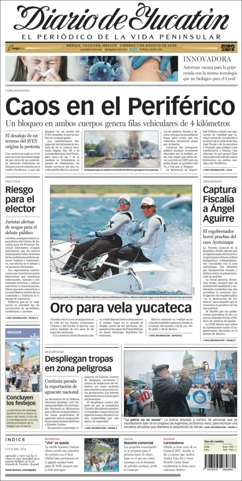 Portada de Diario de Yucatán del 2026-08-07