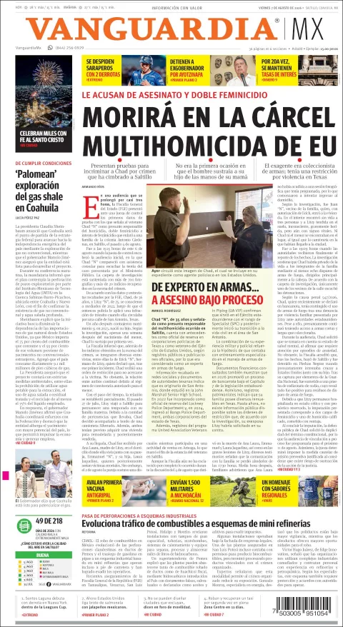 Portada de Vanguardia del 2026-08-07
