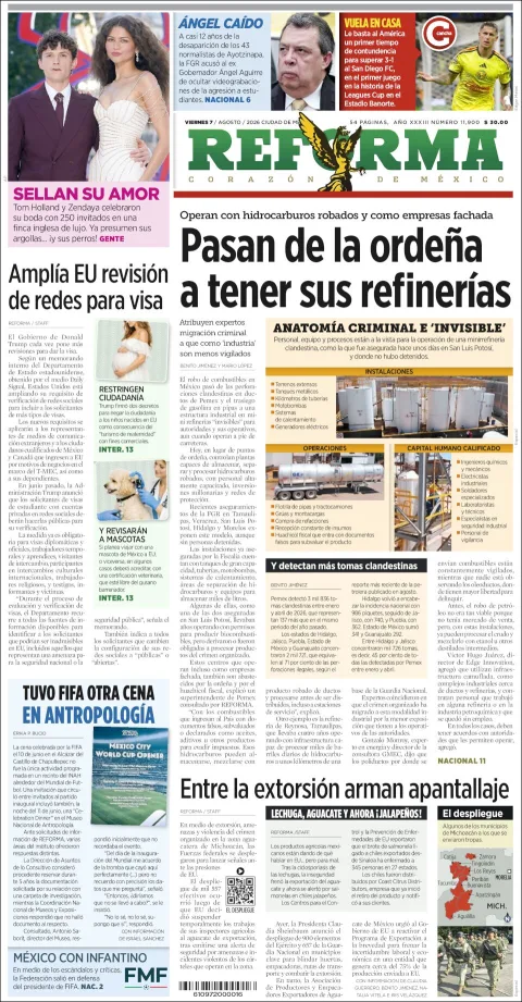 Portada de Reforma del 2026-08-07